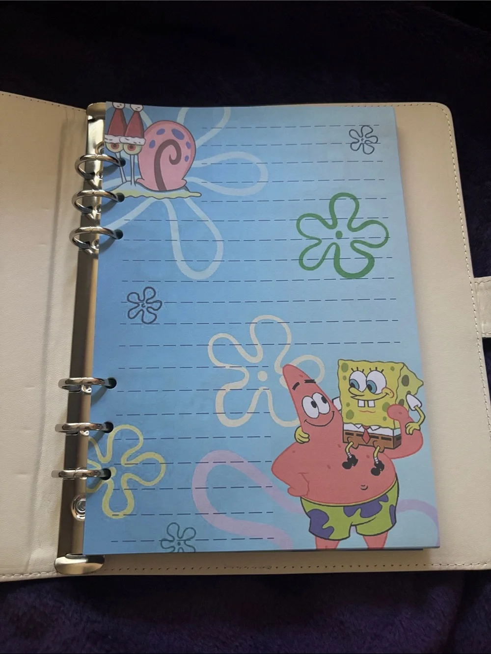 SpongeBob SquarePants binder and paper